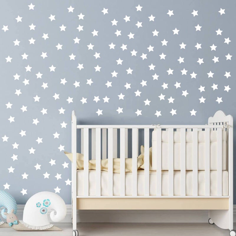 JURUOXIN 100 Pcs/Set Star Decal for Wall Sticker Removable Peel and Stick Vinyl Decoration Home Bedroom Living Room Nursery DIY Patten Decor YMX64 (White) - Image 4